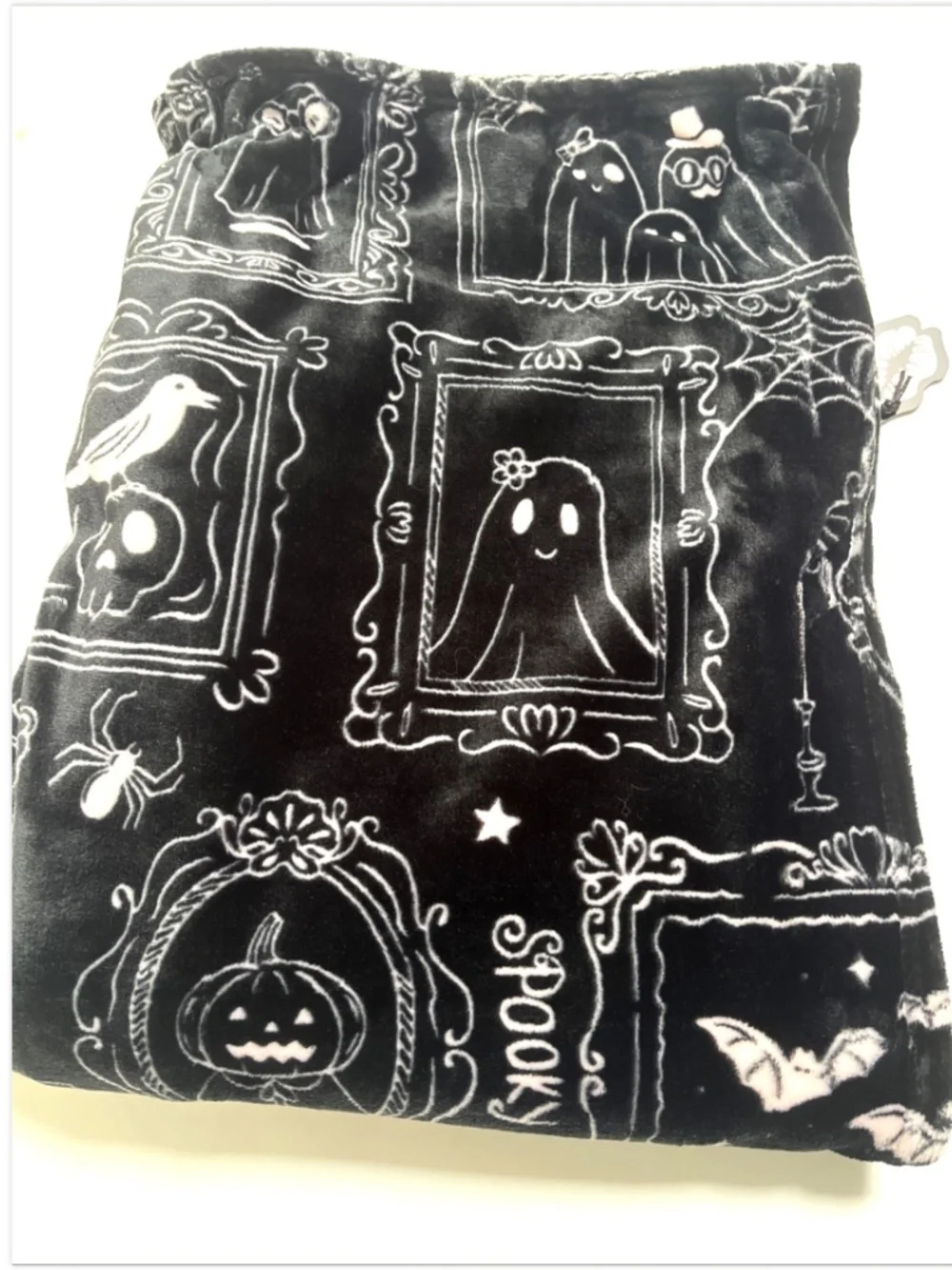 Betsey Johnson Ghost Family Portrait Plush Throw Blanket Halloween 50x70 NEW